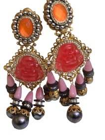 NOS SIGNED VRBA RESIN BUDDHA CLIP EARRINGS