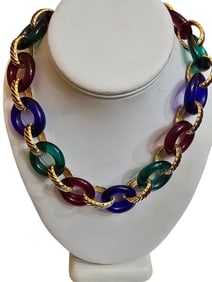 VINTAGE 80S RESIN MOGUL LINK CHAIN NECKLACE