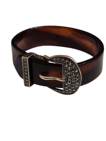 VINTAGE FAUX TORTOISE WITH MARCASITE BUCKLE BRACELET