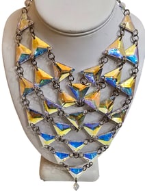 VINTAGE RARE ALL MIRRORED BIB NECKLACE
