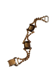 VINTAGE UNSIGNED 2 TONE BROWN RHINESTONE BRACELET