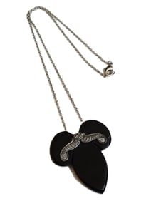 UNIQUE REWORKED ANTIQUE BAKELITE OR EARLY PLASTIC BUCKLE PENDANT