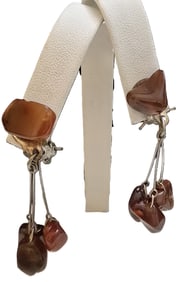 ANTIQUE ART DECO STONE DANGLE CLIP EARRINGS