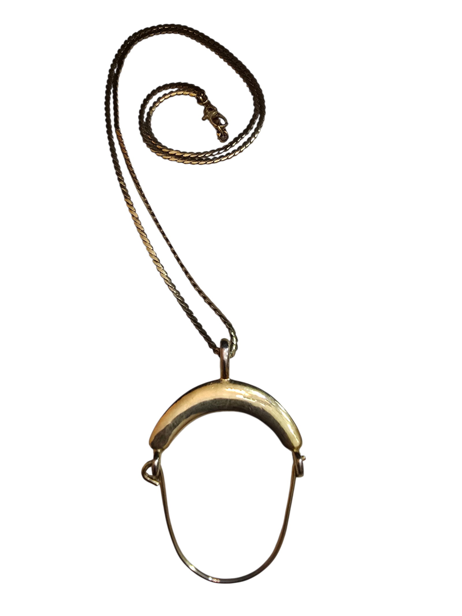 VINTAGE MONET CHAIN WITH CHARM HOLDER: VINTAGE MONET CHAIN WITH CHARM HOLDER. 21" ALL TOGETHER. IN GOOD CONDITION, SIGNED ON CLASP.