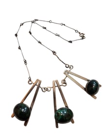 ANTIQUE ART DECO ARTISAN STERLING AND STONE NECKLACE