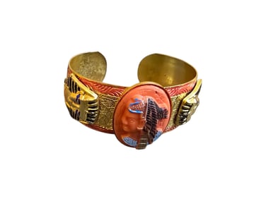 VINTAGE EGYPTIAN REVIVAL ENAMELED CUFF BRACELET