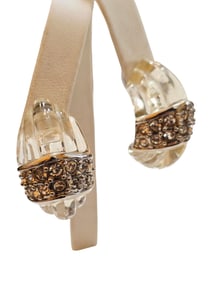 VINTAGE KJL CHINA LUCITE RHINESTONE PIERCED EARRINGS