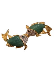 VINTAGE KJL KISSING FISH RESIN BROOCH