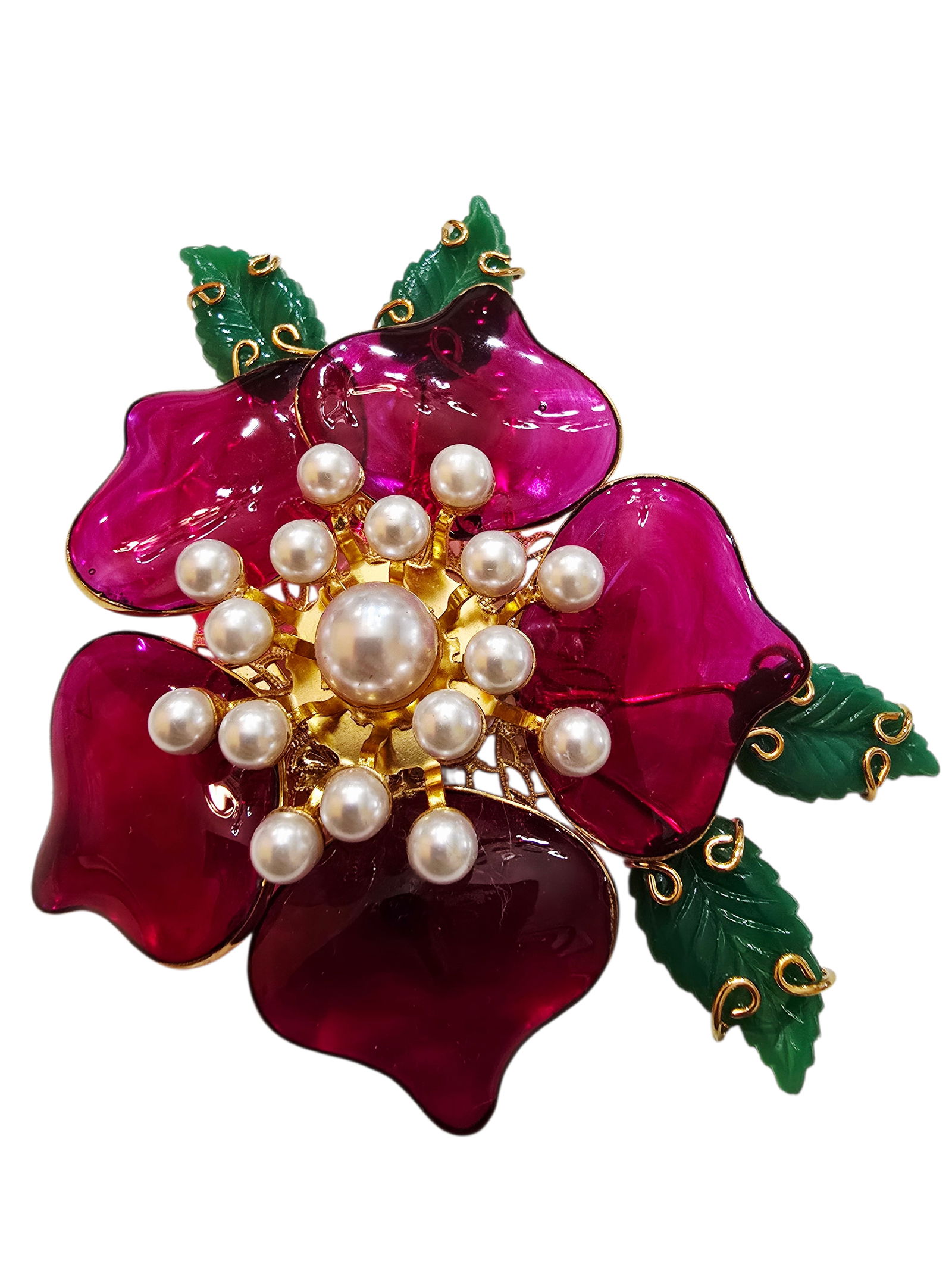 WONDERFUL MOANS COUTURE POURED GLASS FLOWER BROOCH (1 of 5)