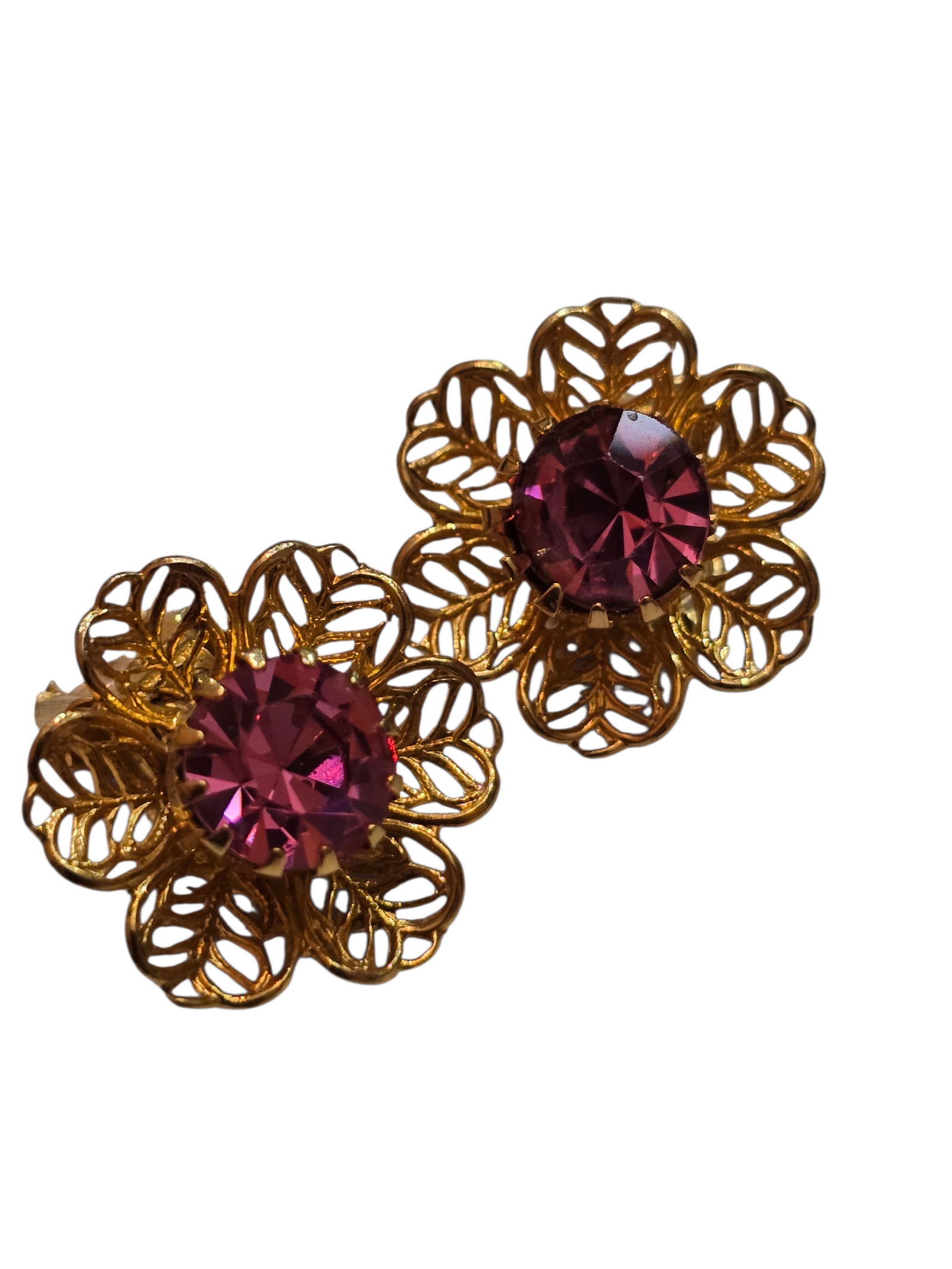 VINTAGE POSSIBLE JUDY LEE FILIGREE AND GLASS RHINESTONE CLIP EARRINGS (1 of 4)