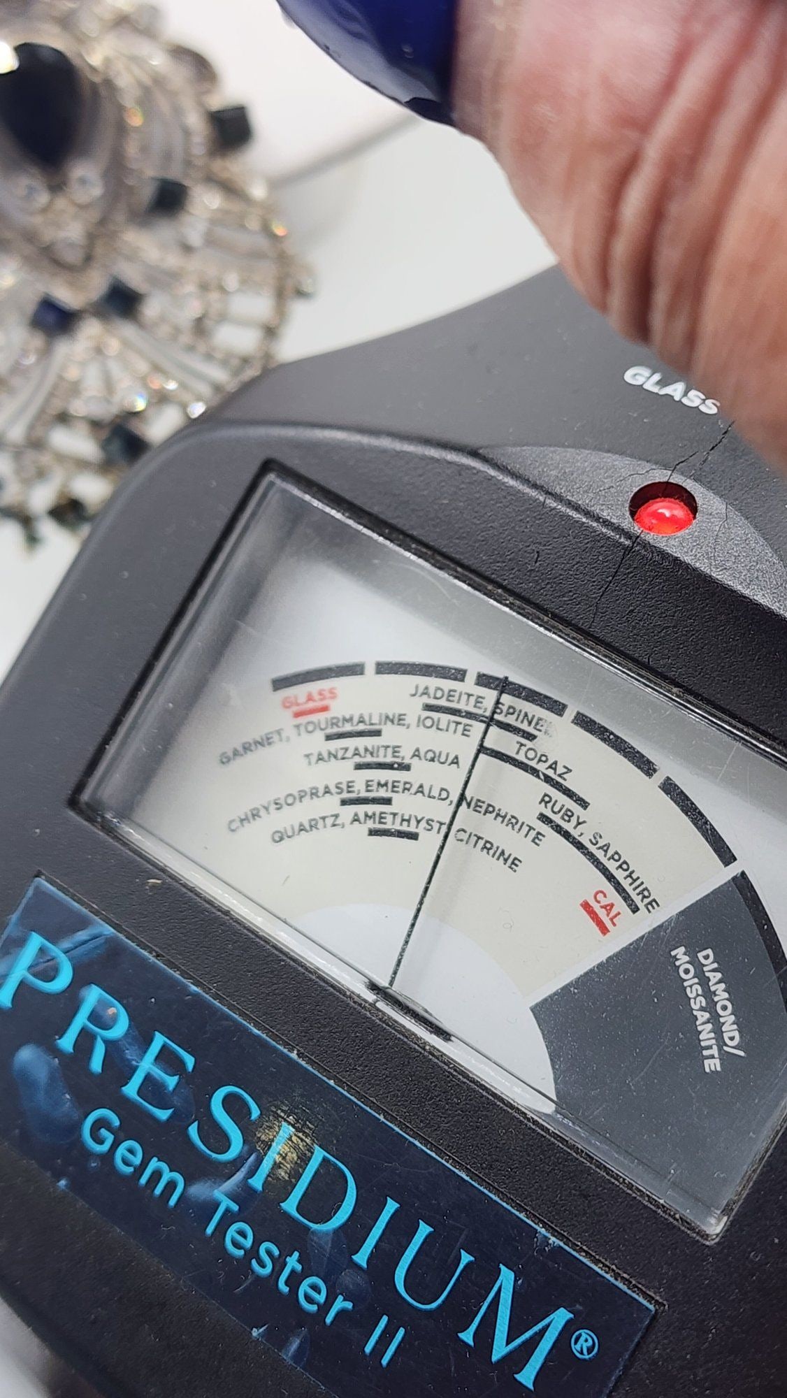 VINTAGE STERLING SILVER JEWELED PENDANT NECKLACE - 6