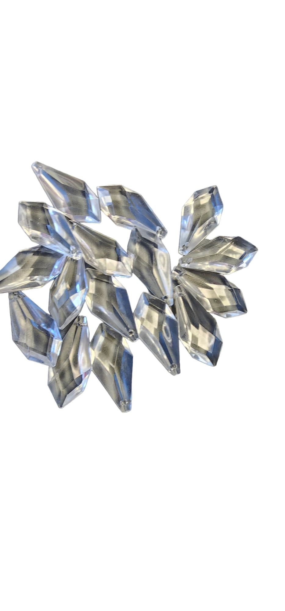 VINTAGE NOS FACETED CRYSTAL CHARM DROPS FROM W GERMANY: Vintage NOS Faceted Crystal Charm Drops From W GERMANY (A5144) Size: 1.5" Color: Silver Condition: New old stock Signed: None Details: Charm