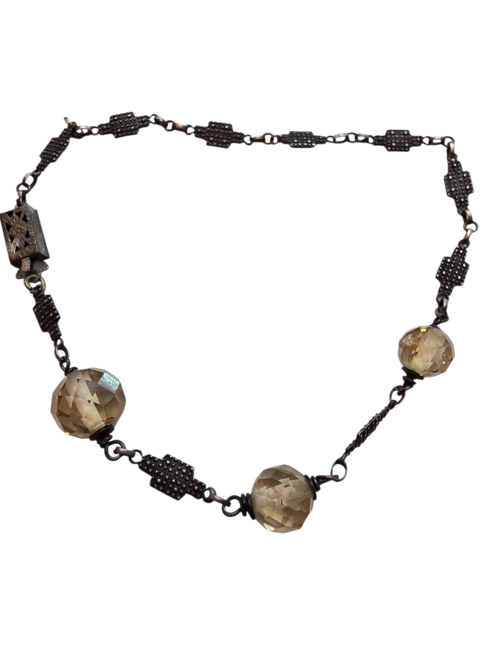 VINTAGE STERLING MARCASITE AND CRYSTAL BRACELET/ANKLET (1 of 2)