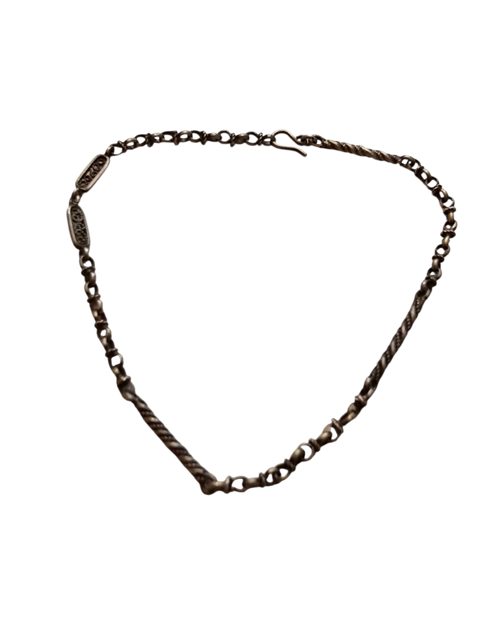 ANTIQUE DAINTY STERLING CHAIN AND TWISTED SECTION BRACELET (1 of 3)