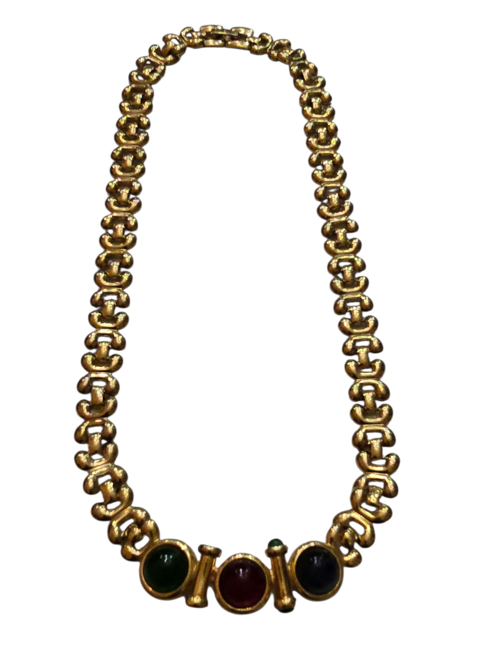 VINTAGE 80S MOGUL GLASS COLLAR CHAIN NECKLACE (1 of 5)