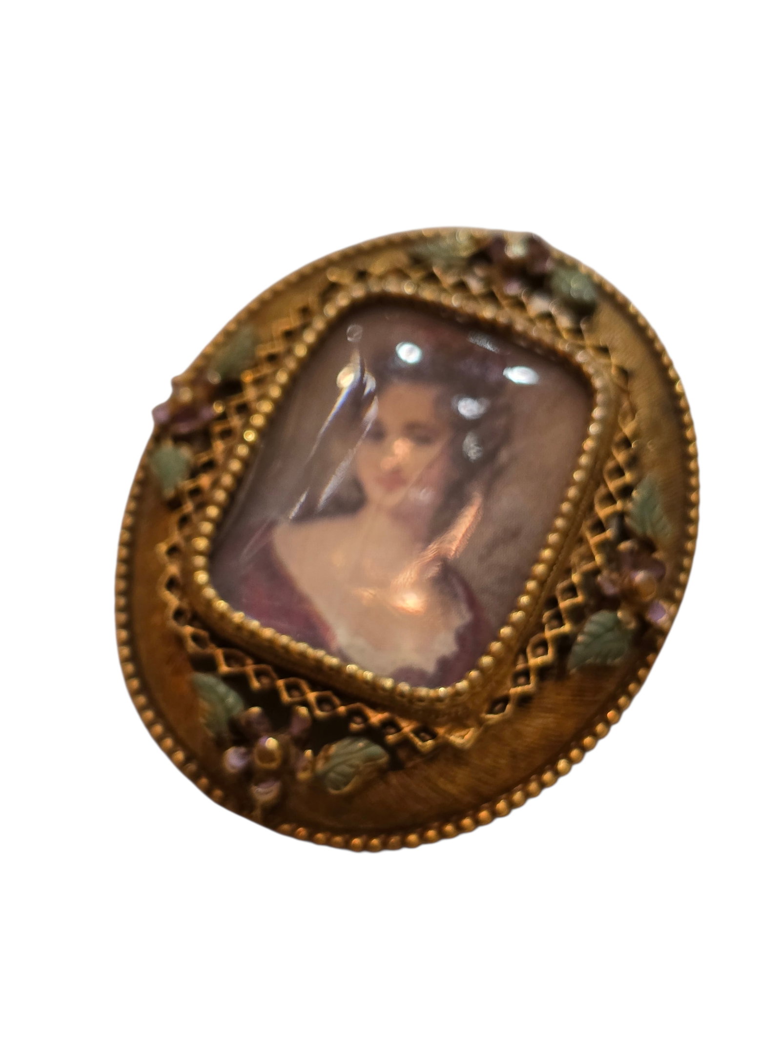 VINTAGE SIGNED FLORENZA PORTRAIT BROOCH/PENDANT (1 of 4)