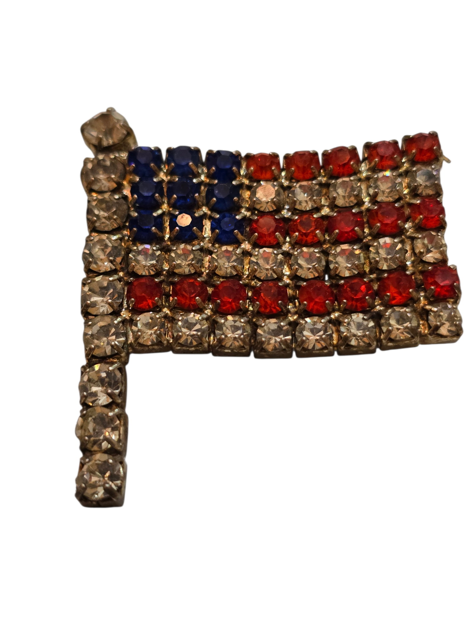 VINTAGE RHINESTONE PATRIOTIC FLAG BROOCH (1 of 3)