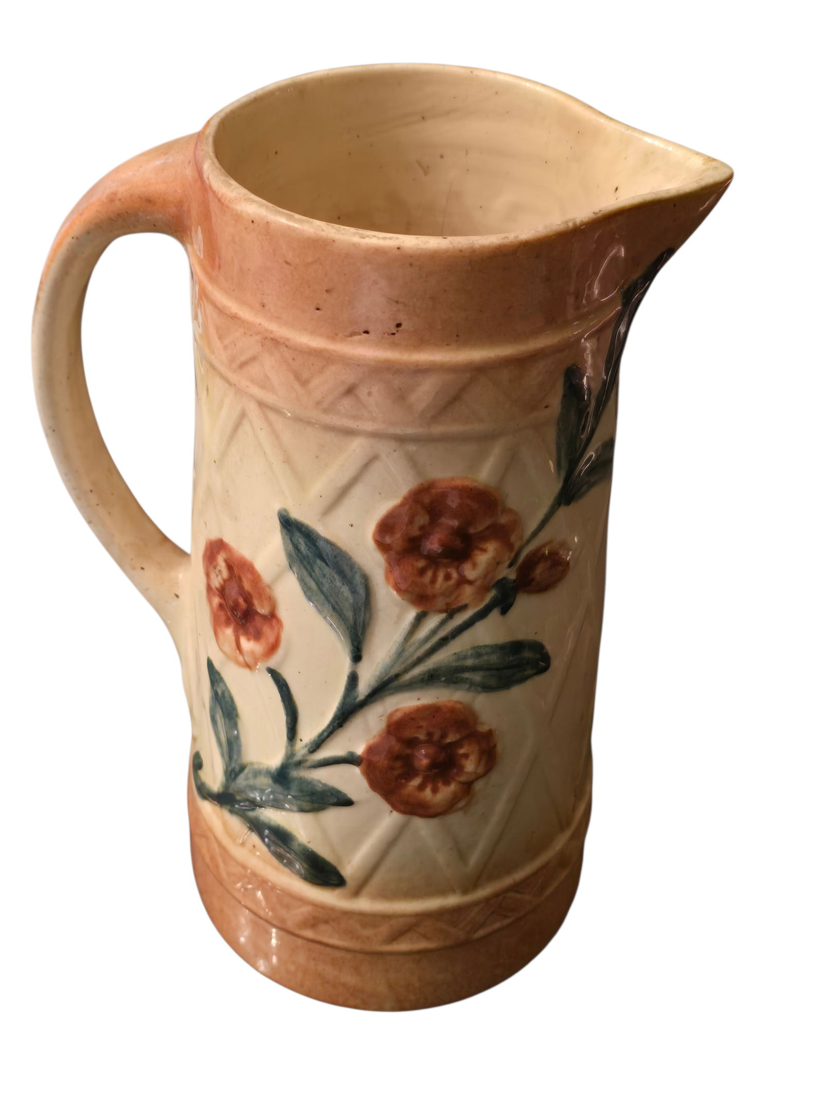 ANTIQUE EARLY ROSEVILLE WILD ROSE POTTERY PITCHER (1 of 7)