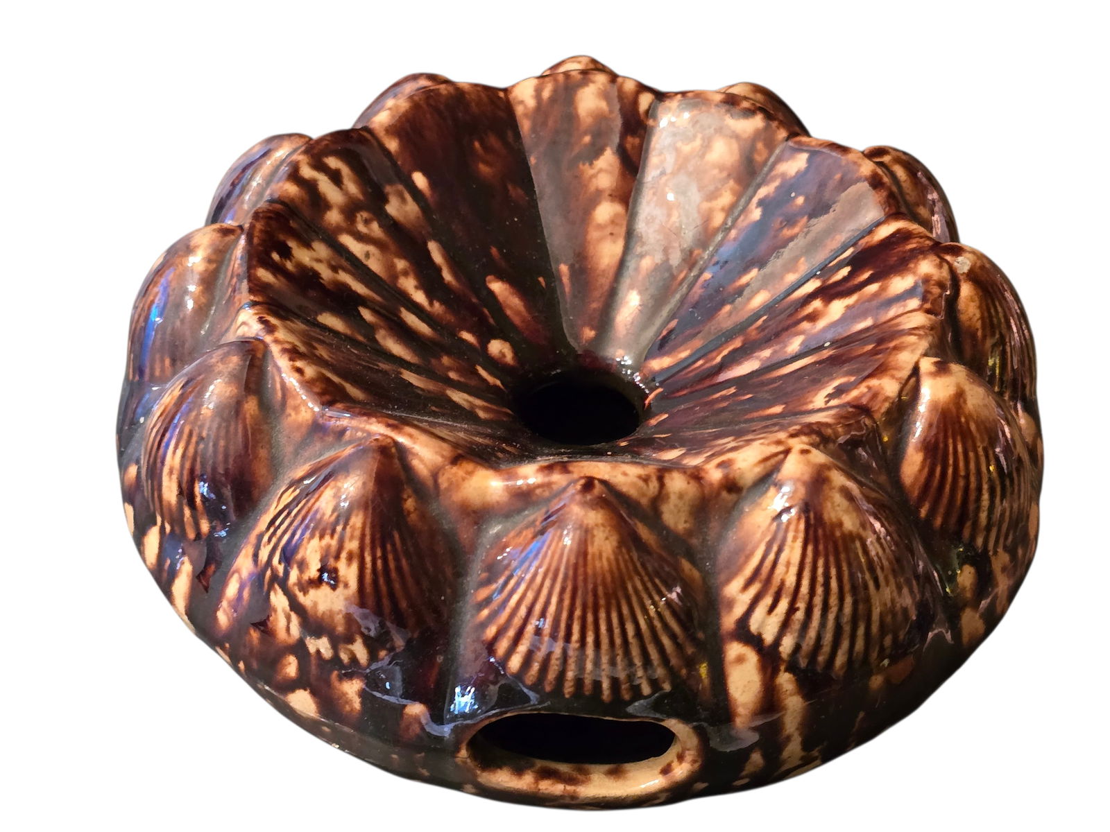 ANTIQUE RARE ROCKINGHAM SALTGLAZE AND SHELL SPITTOON (1 of 6)