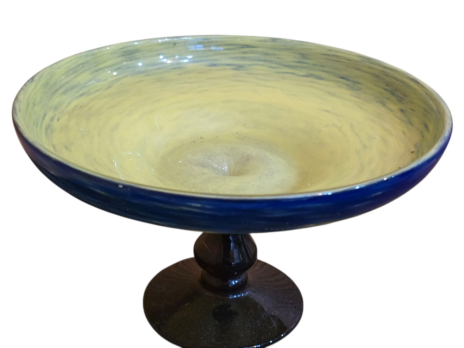 VINTAGE ART GLASS TRICOLOR PEDESTAL CANDY DISH/BOWL (1 of 5)