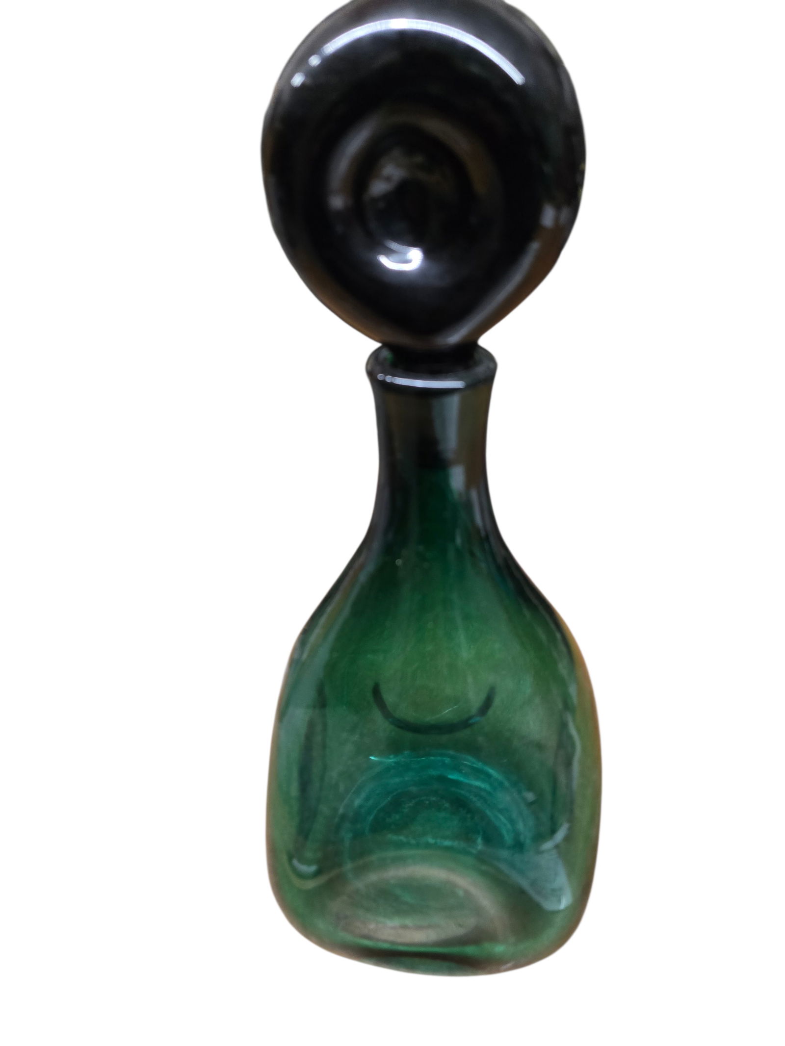 VINTAGE GREEN GLASS MCM DANISH PINCHED DECORATOR (1 of 5)