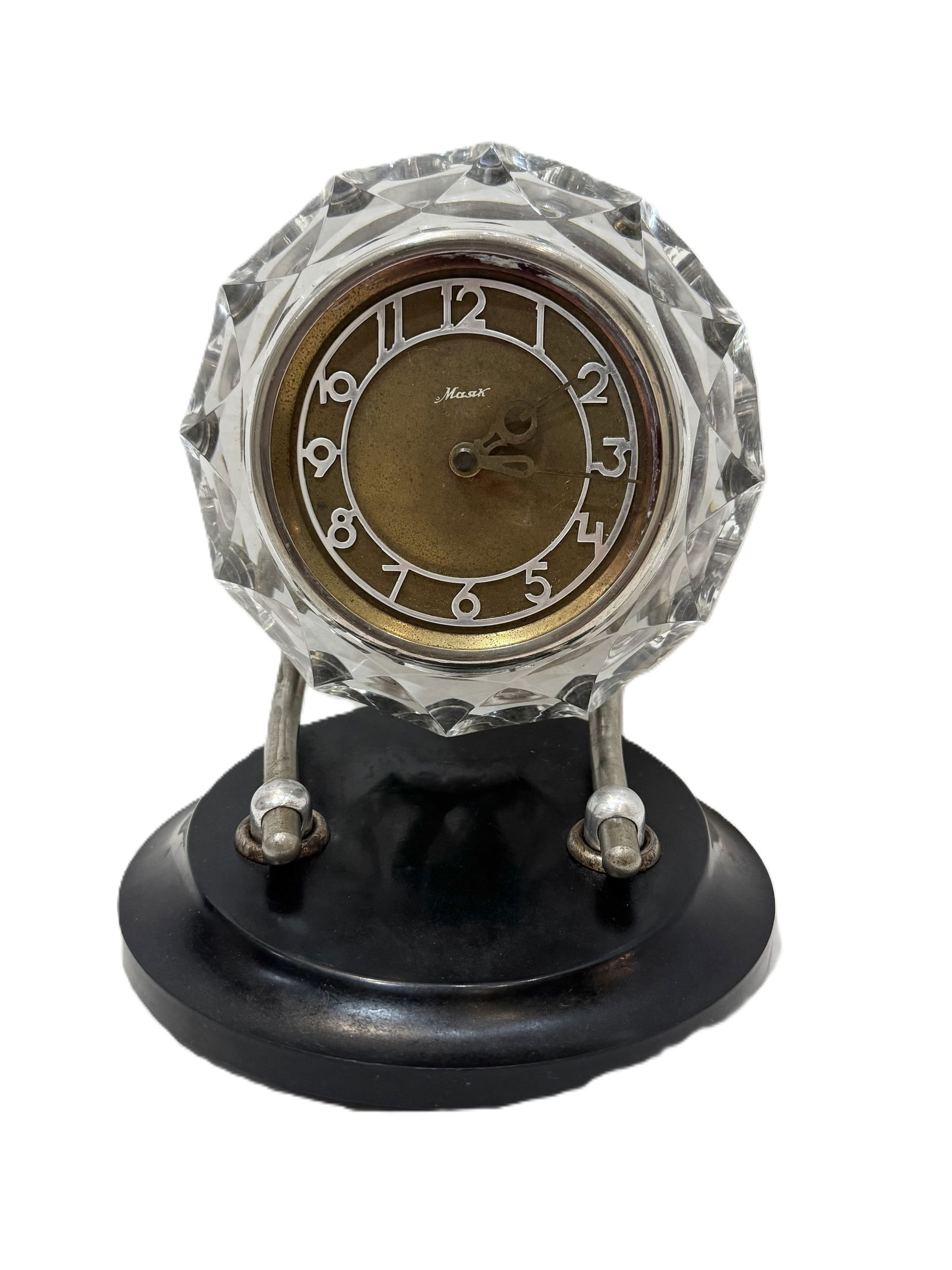 VINTAGE MAJAK MAYAK CRYSTAL CHROME MANTLE CLOCK (1 of 10)