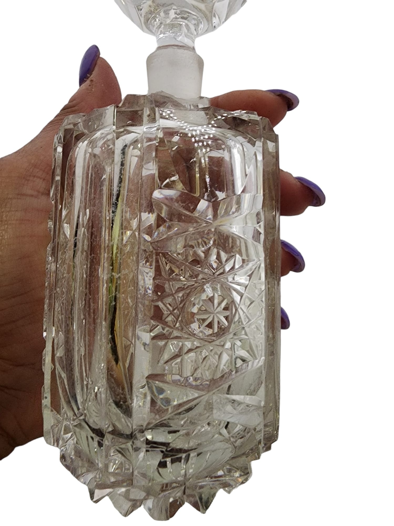 PAIR OF VINTAGE DECORATIVE CUT CRYSTAL PERFUME BOTTLES- AS IS - 3