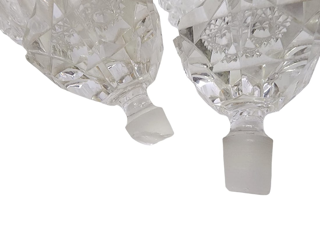 PAIR OF VINTAGE DECORATIVE CUT CRYSTAL PERFUME BOTTLES- AS IS - 4