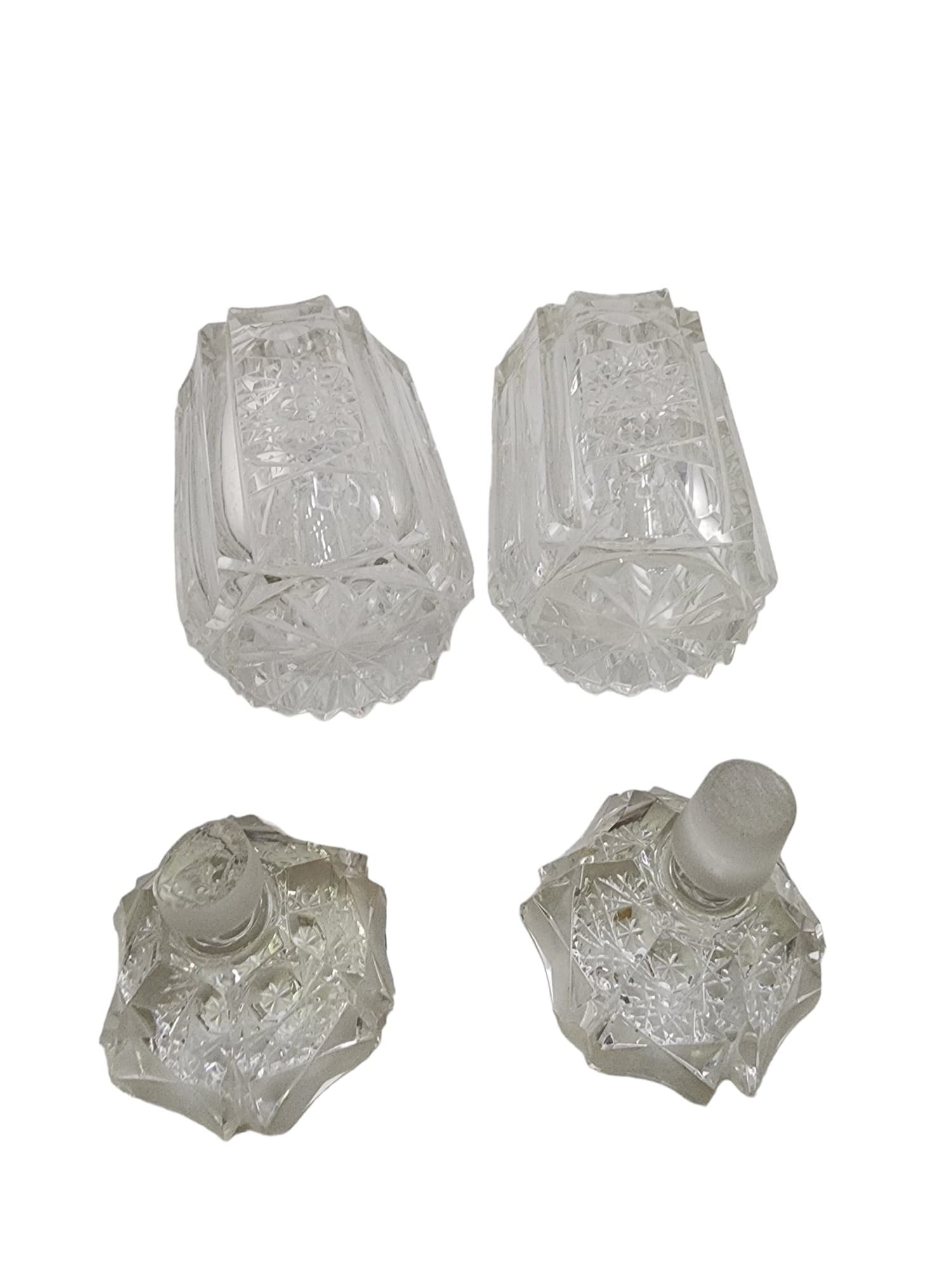 PAIR OF VINTAGE DECORATIVE CUT CRYSTAL PERFUME BOTTLES- AS IS - 6