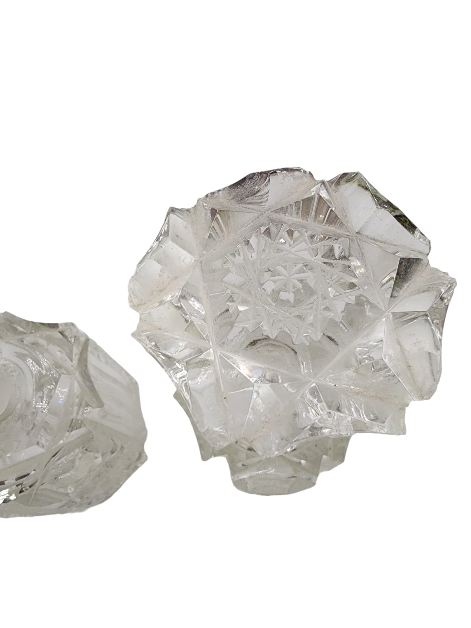 PAIR OF VINTAGE DECORATIVE CUT CRYSTAL PERFUME BOTTLES- AS IS - 7