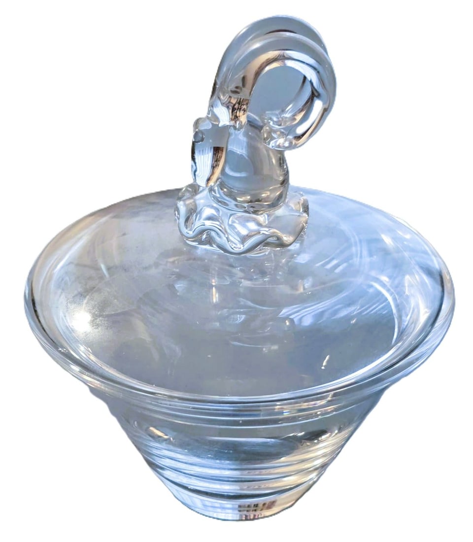 1943 ANTIQUE STEUBEN RAMS HEAD GLASS SIGNED CANDY DISH (1 of 7)