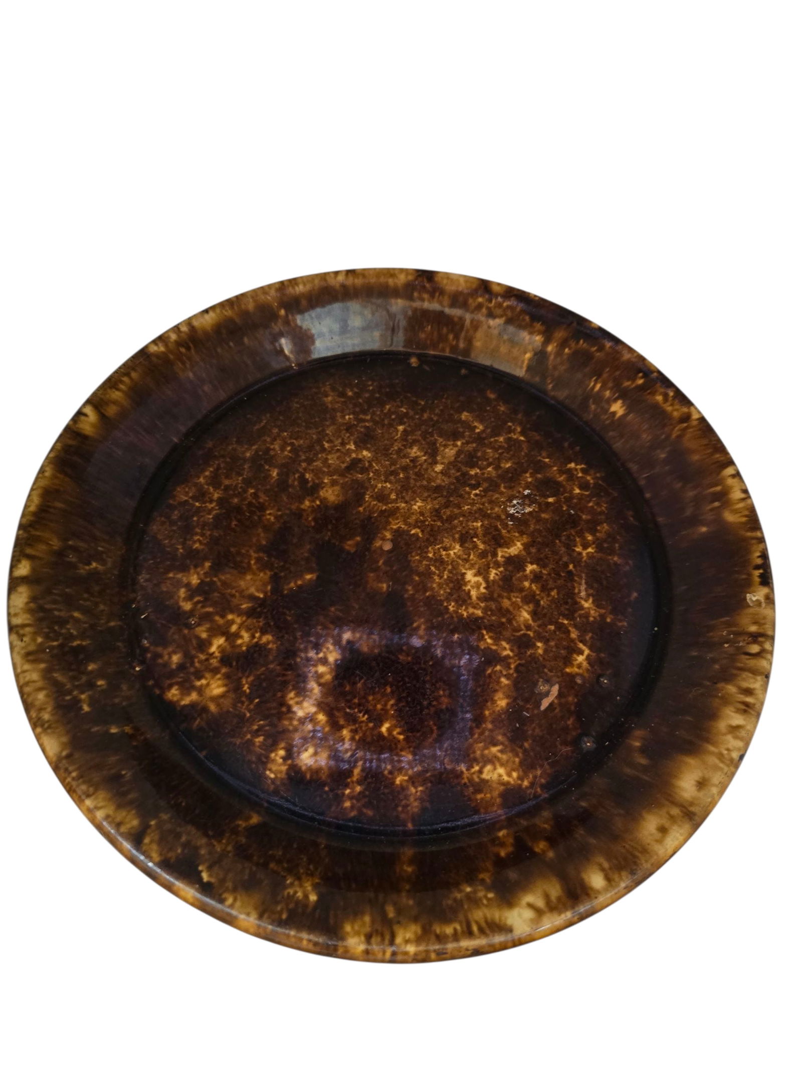 ANTIQUE BENNINGTON STYLE SPLATTERWARE/SPONGEWARE PORCELAIN PIE PLATE (1 of 3)