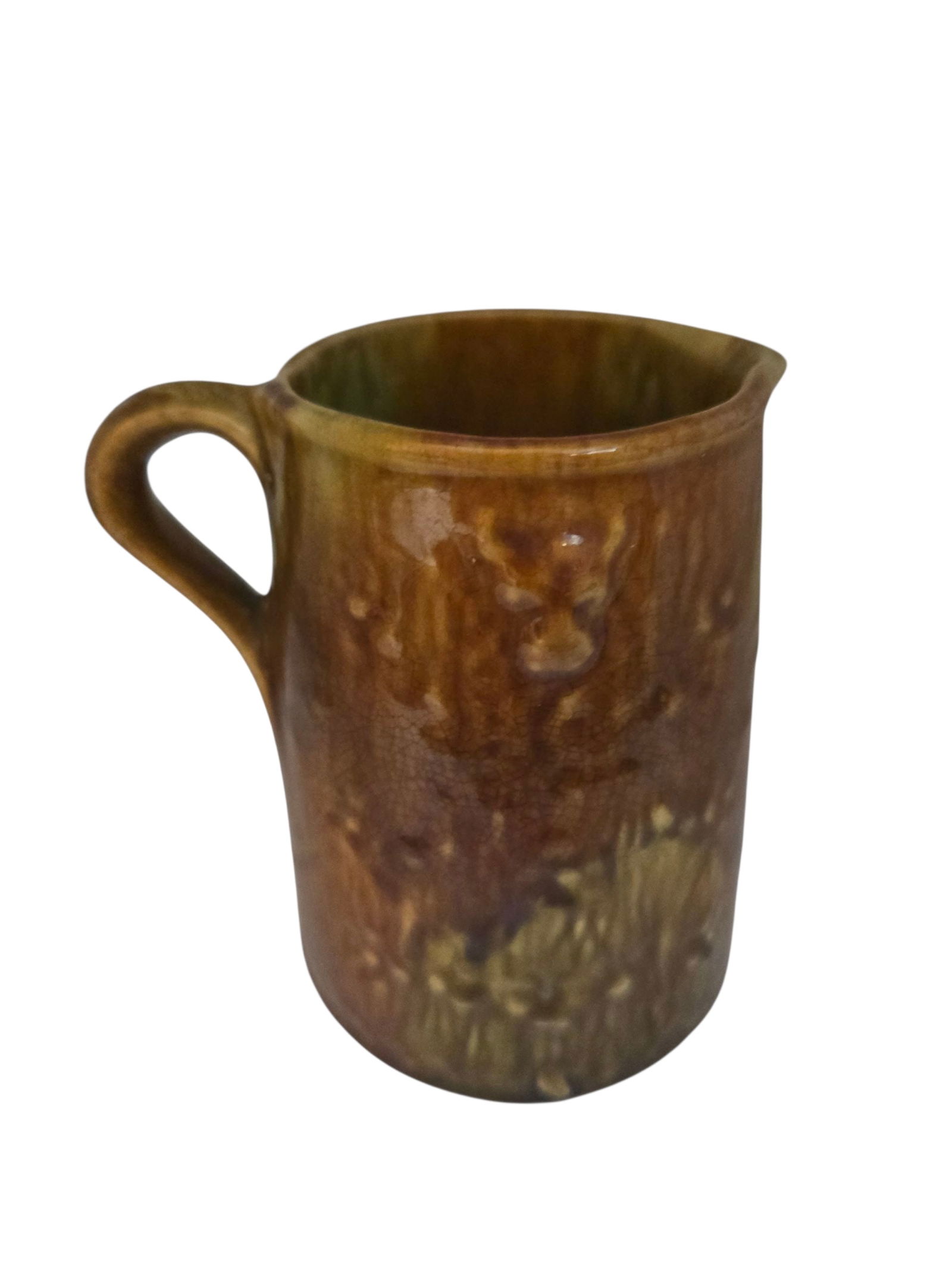 ANTIQUE BULL COWN GRAZED EMBOSSED CREAMER PITCHER (1 of 5)