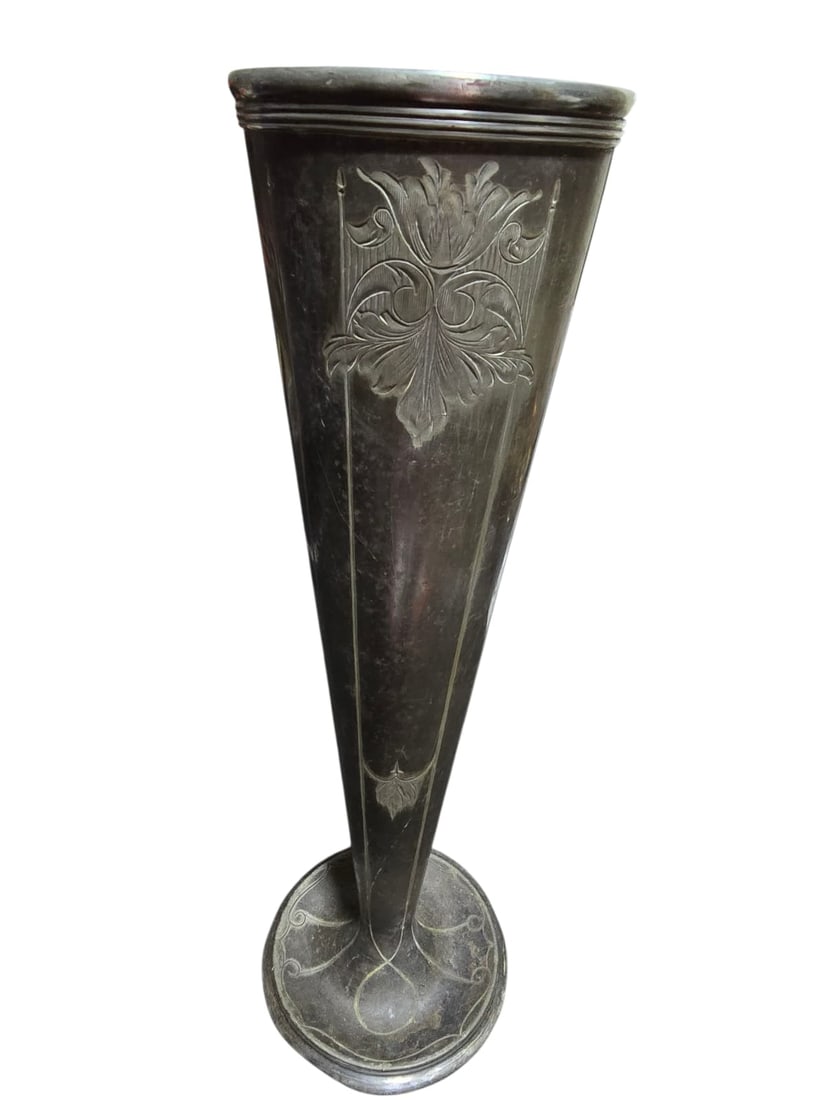ANTIQUE VICTORIAN SILVERPLATE TALL VASE BY VAN BERGH SPCO #3660 (1 of 7)
