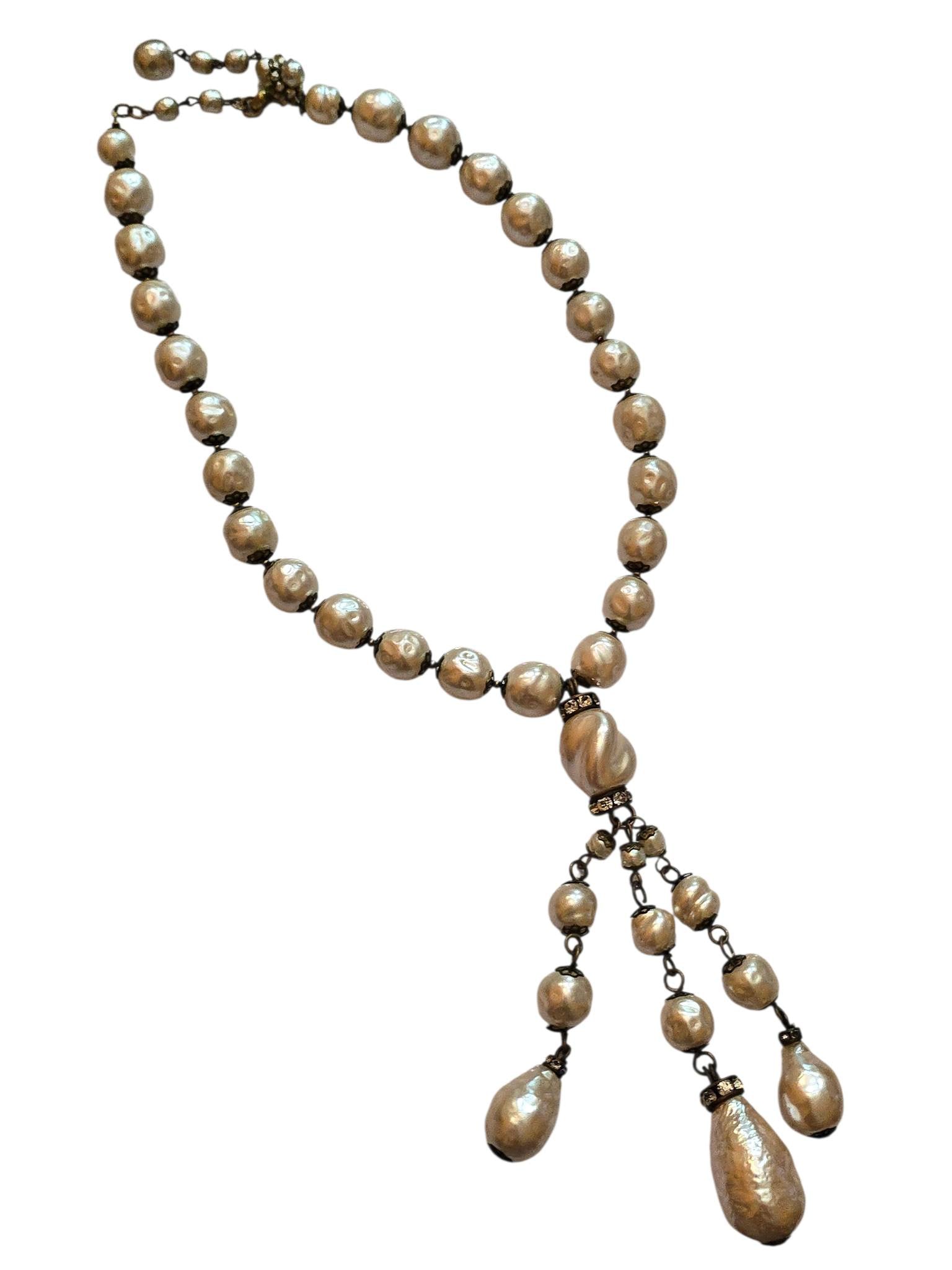 SPECTACULAR MIRIAM GLASS PEARL DANGLE NECKLACE (1 of 8)