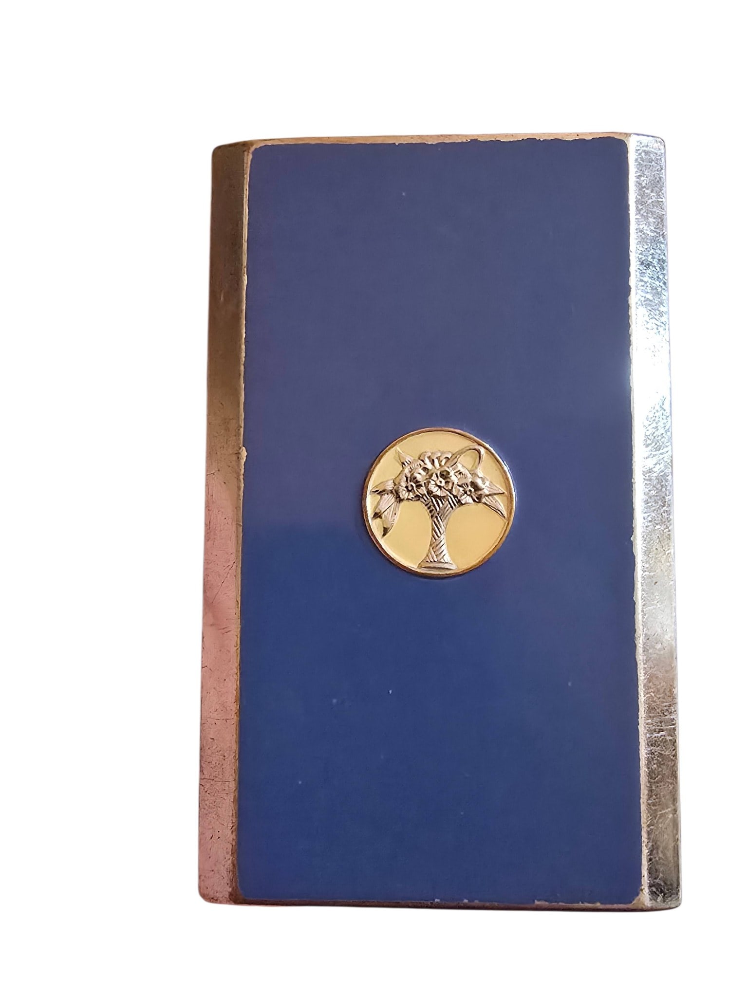 VINTAGE LANGLOIS ART DECO FLOWER BASKET ENAMELED COMPACT (1 of 4)