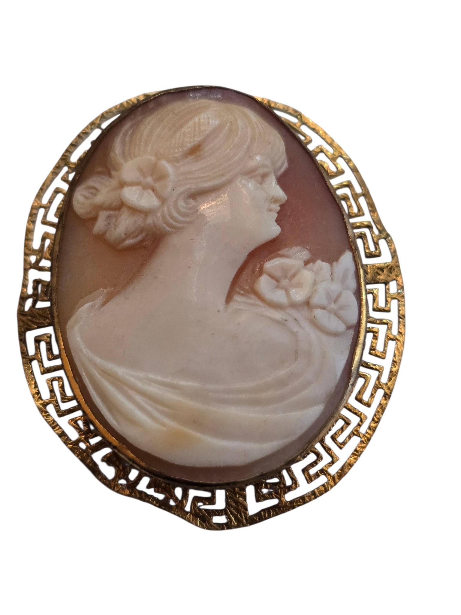 ANTIQUE A&Z 1/20TH 12KT GOLD FILLED SHELL CAMEO BROOCH PENDANT (1 of 5)