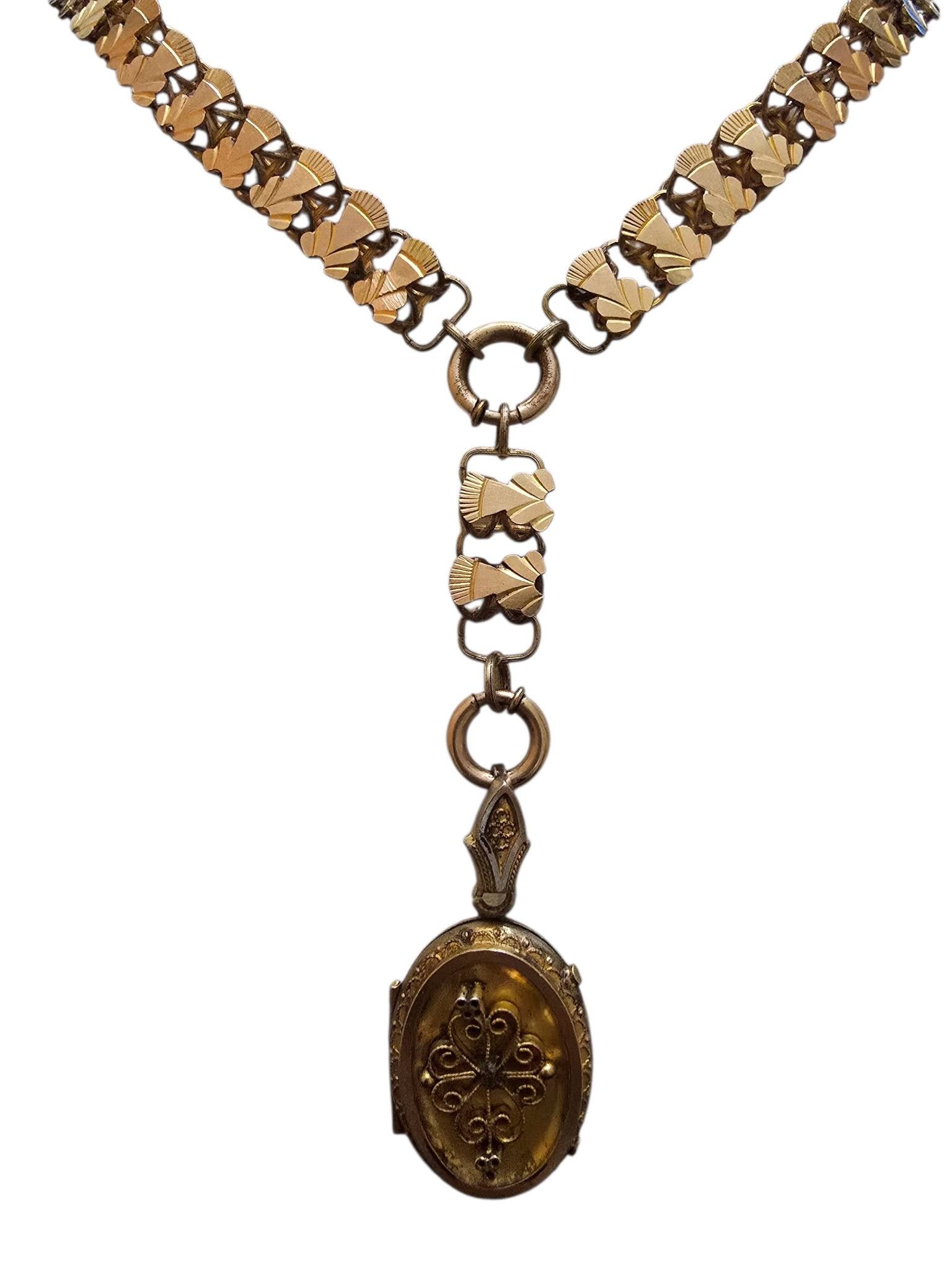 VICTORIAN GOLD FILLED BOOK CHAIN NECKLACE WITH BEAUTIFUL HANGING LOCKET (1 of 14)