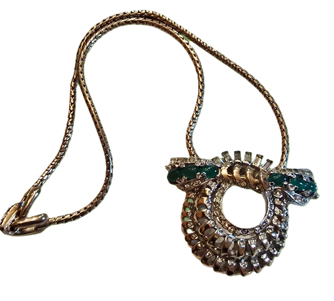 SIGNED REJA STUNNING RHODIUM PLATED PENDANT NECKLACE (1 of 10)