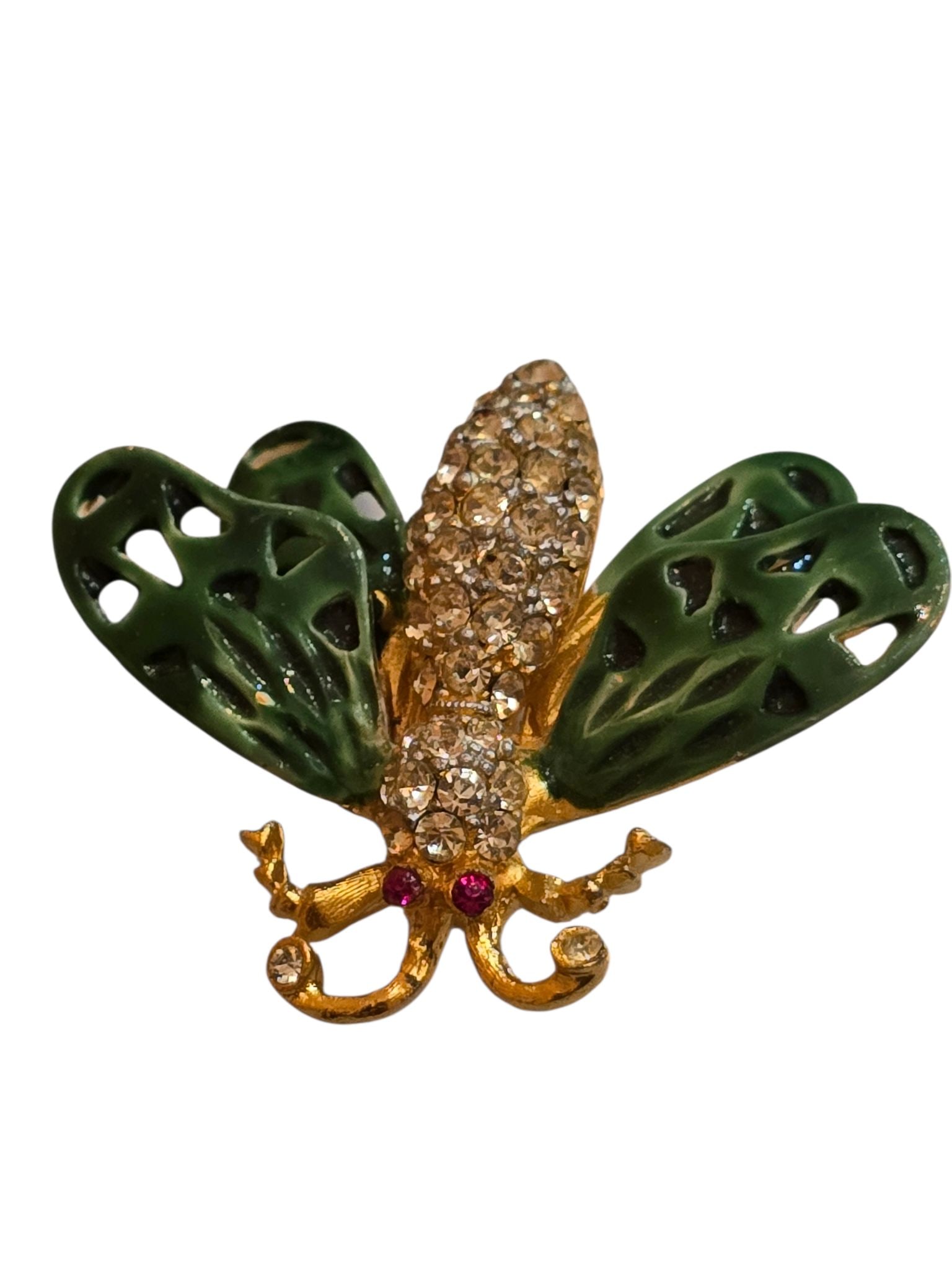 VINTAGE UNIQUE CAPRI SIGNED RHINESTONE AND ENAMELED BUTTERFLY BROOCH (1 of 3)