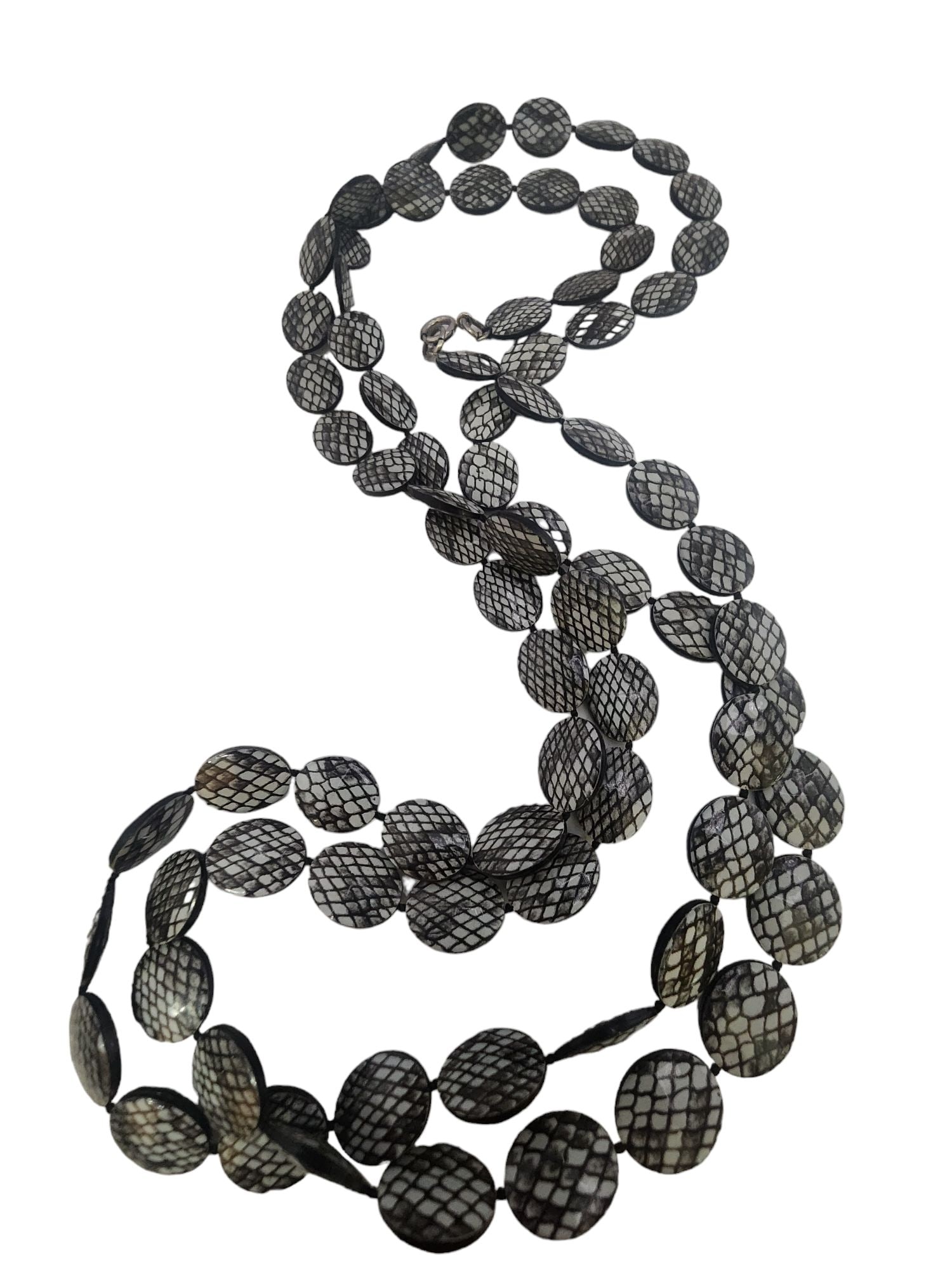 VINTAGE 50S 52" ACRYLIC LOOPOVER NECKLACE: Vintage 50s 52" Acrylic Loopover Necklace. approx 52"