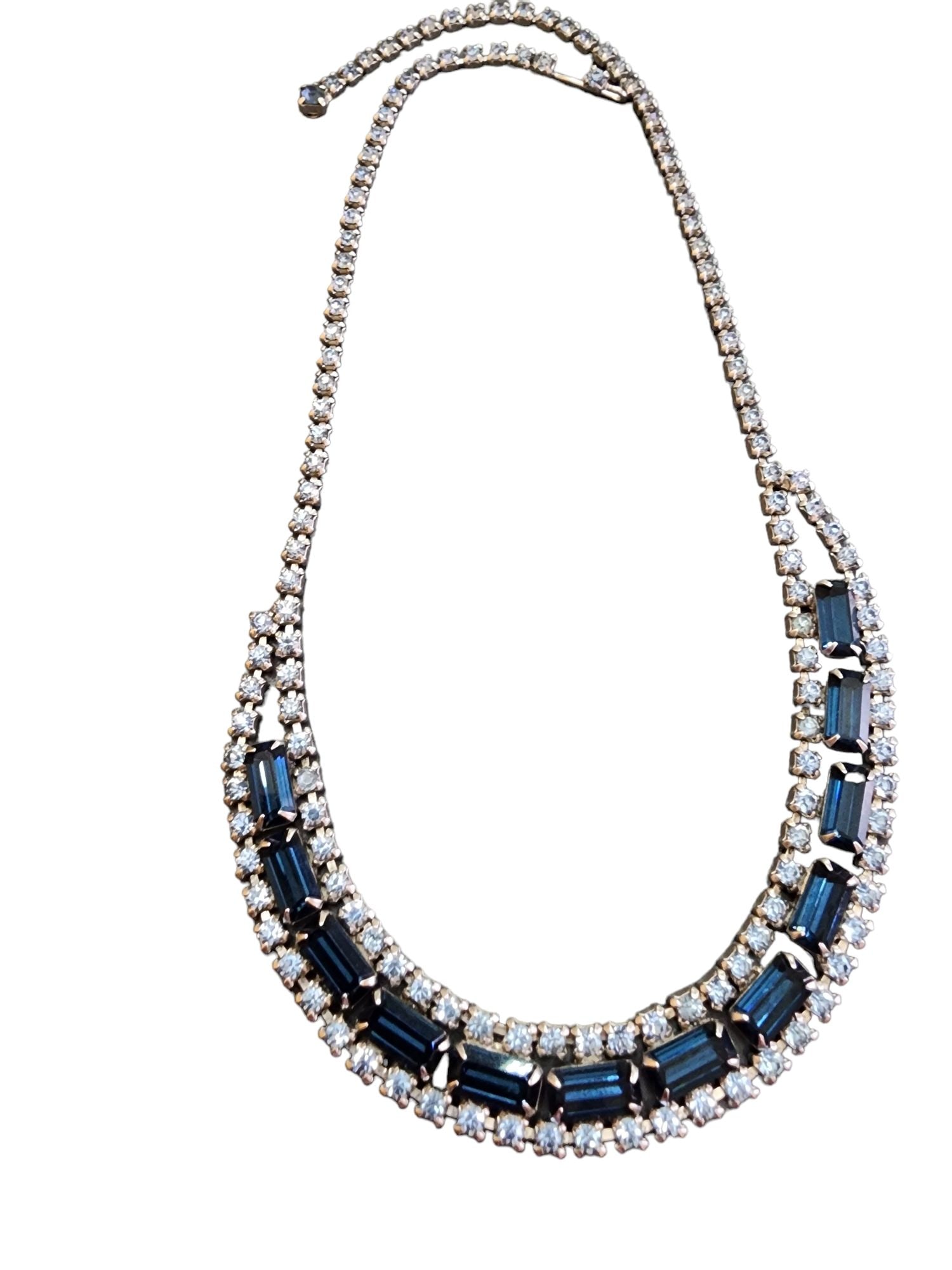 VINTAGE 2-TONE RHINESTONE NECKLACE: Vintage 2-Tone Rhinestone Necklace. approx 18"