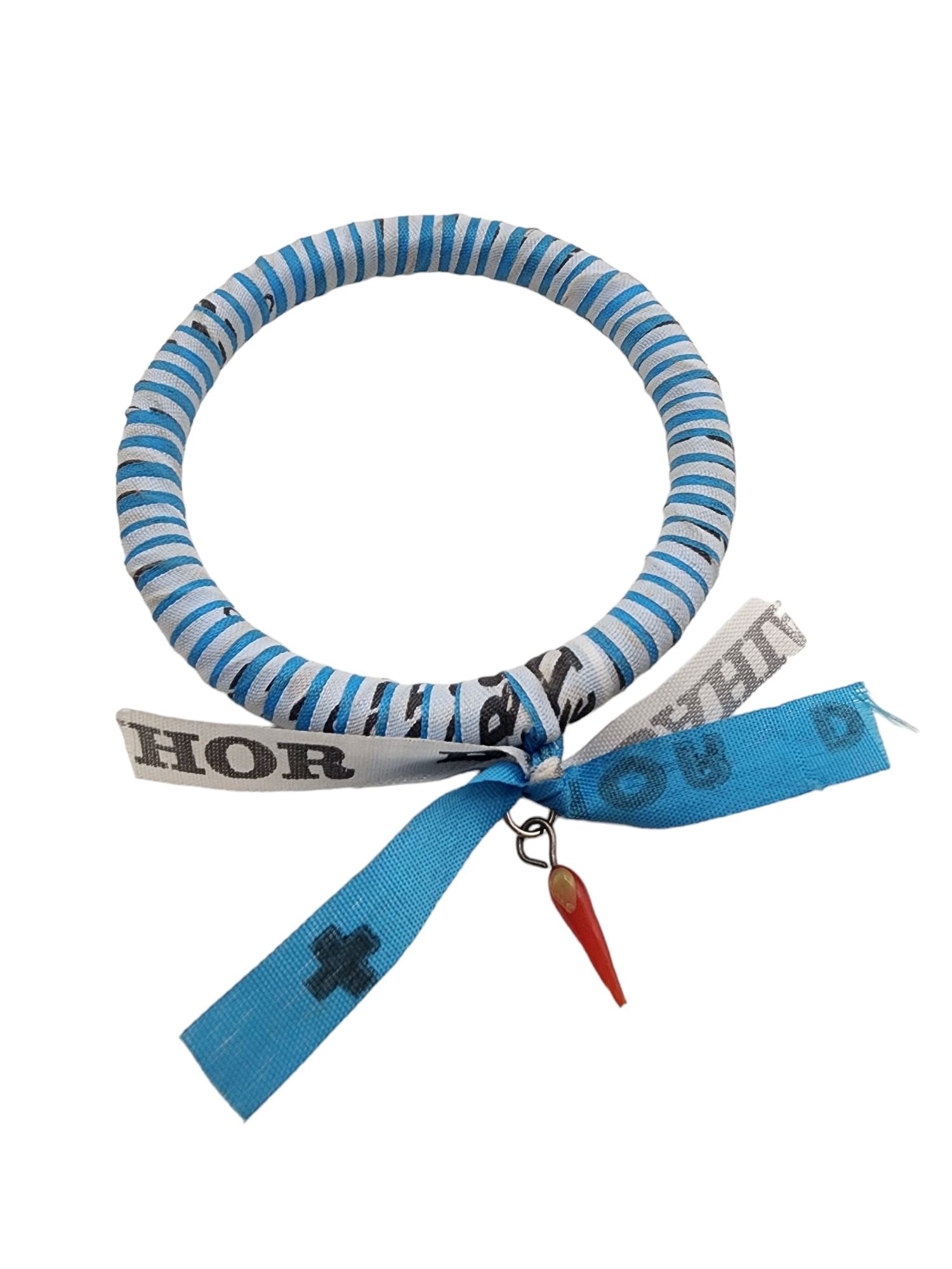 RIBBON WRAPPED BANGLE BRACELET: Ribbon Wrapped Bangle Bracelet. 2.5" Inner diameter