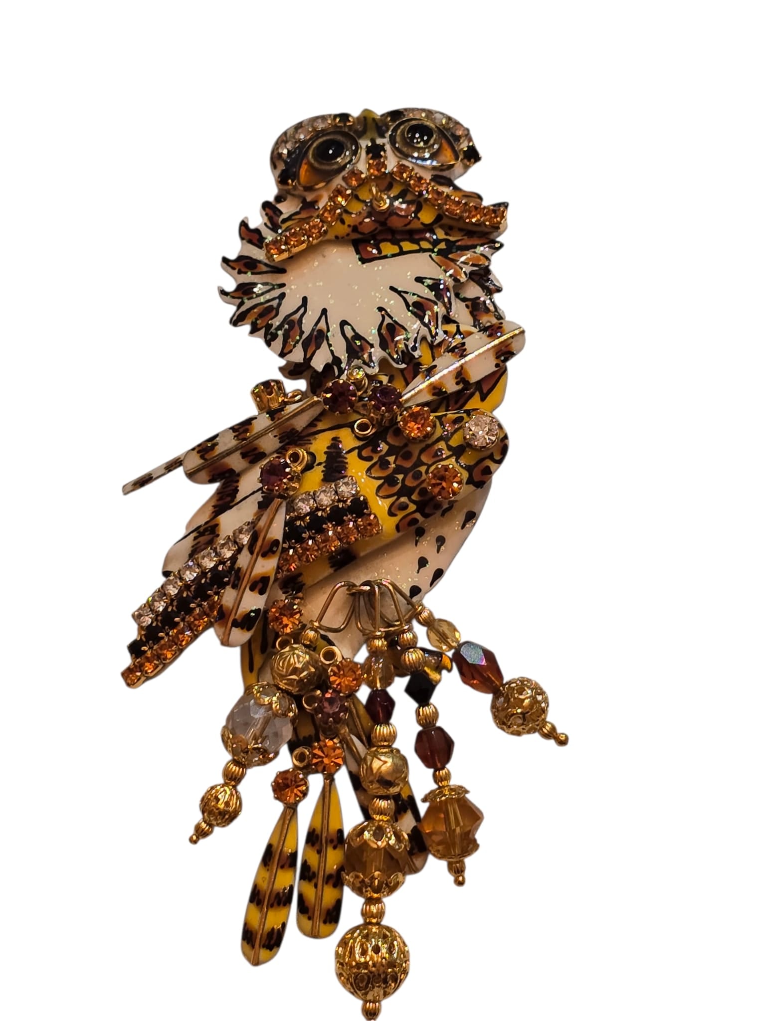 VINTAGE LATR LUNCH AT THE RITZ WELL DRESSED OWL BROOCH/PENDANT RARE: VINTAGE LATR LUNCH AT THE RITZ WELL DRESSED OWL BROOCH/PENDANT RARE. 4", VERY GOOD CONDITION. SIGNED, ARTICULATING. THIS ONE IS A HARD ONE TO FIND.