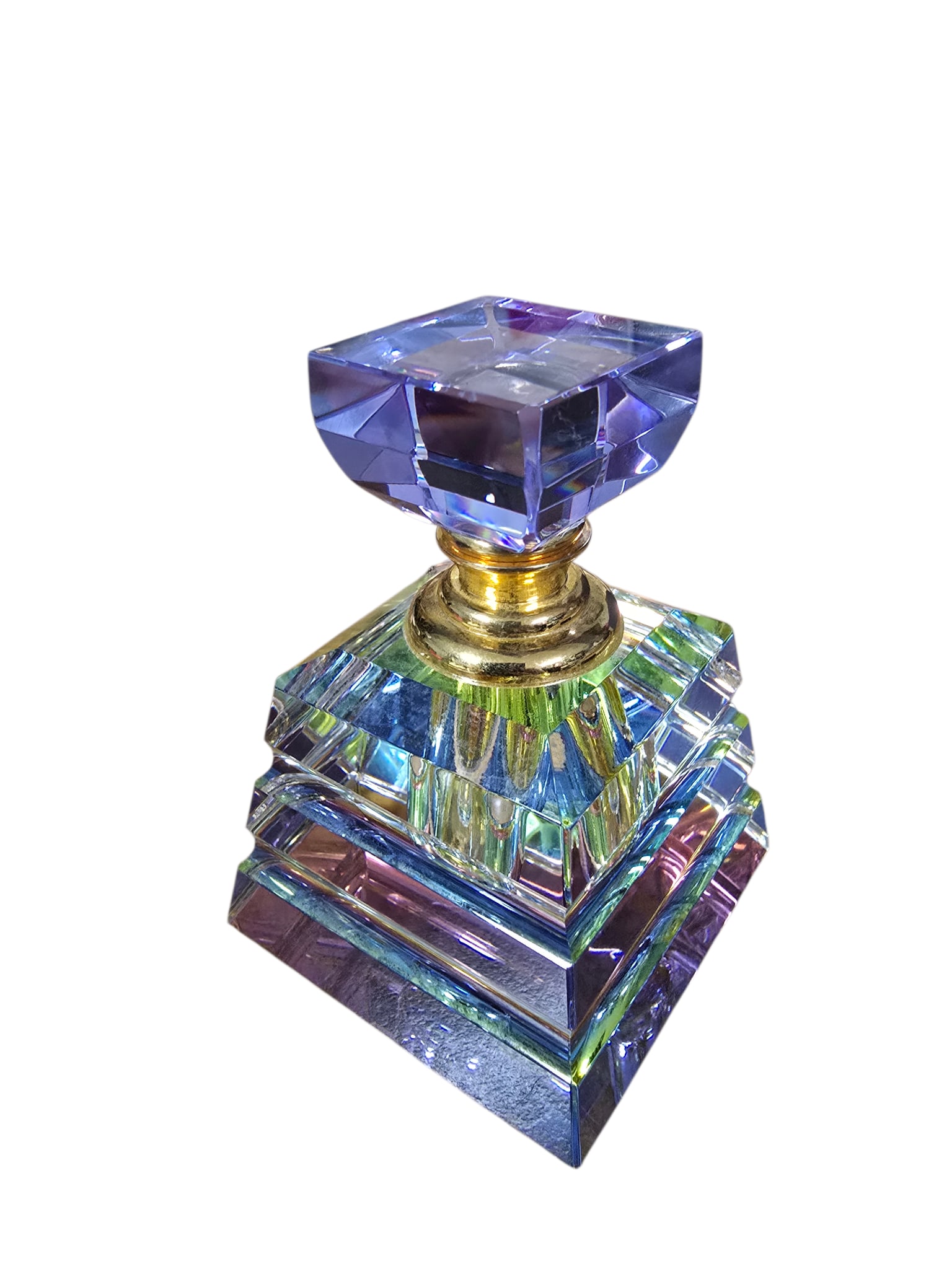 RARE CRYSTAL PERFUME SQUARE BOTTLE BY HAROLD LUSTIG (1 of 4)