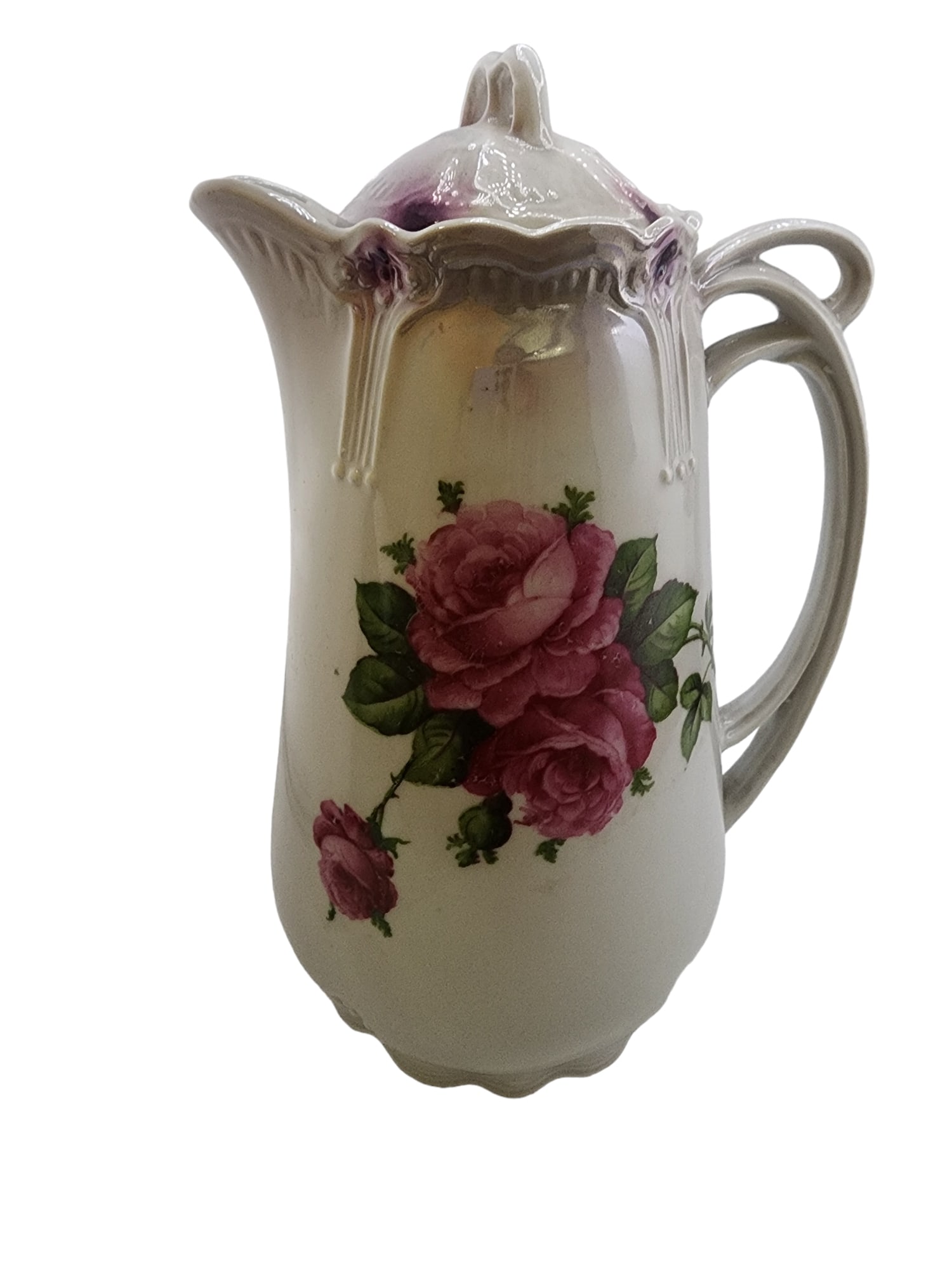 VINTAGE STAMPED GERMANY PORCELAIN HOT CHOCOLATE POT: VINTAGE STAMPED GERMANY PORCELAIN HOT CHOCOLATE POT, 10"