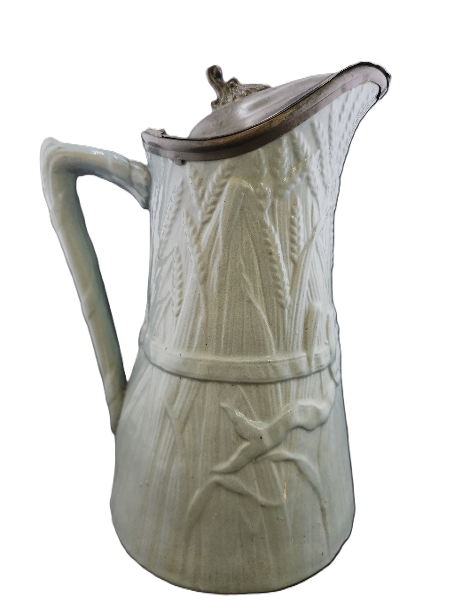 ANTIQUE ENGLISH VICTORIAN PEWTER LIDDED TANKARD: ANTIQUE ENGLISH VICTORIAN PEWTER LIDDED TANKARD 8", CONDITION GOOD