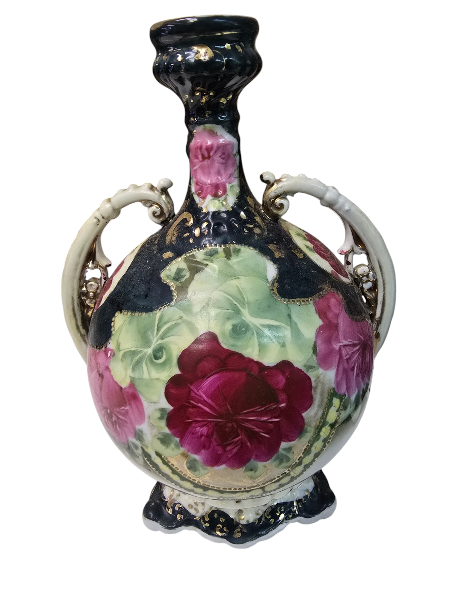 ANTIQUE FLORAL PAINTED VASE (1 of 6)
