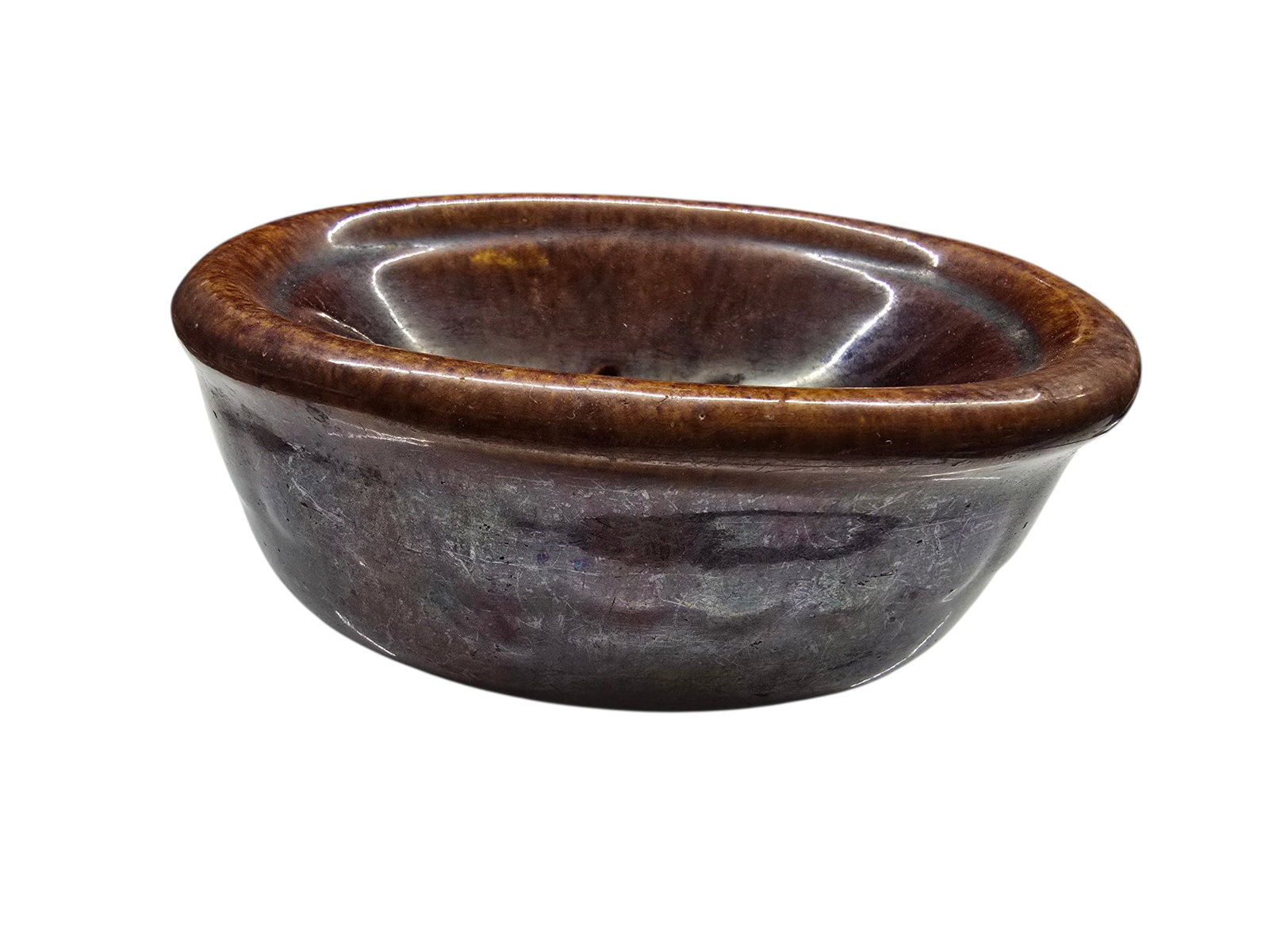 ANTIQUE EARLY POTTERY GLAZED BOWL/SPITTORI BOWL (1 of 5)