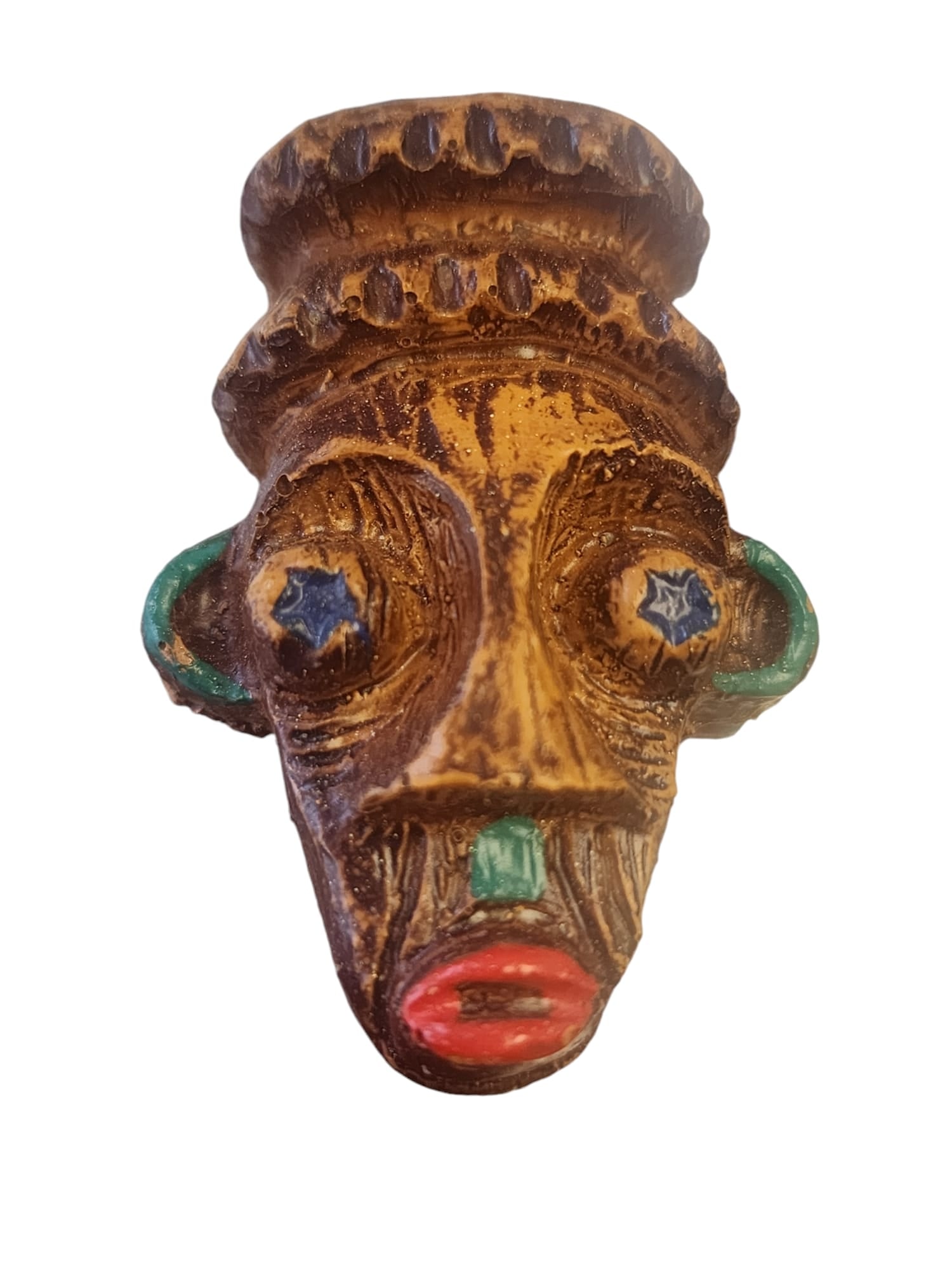 UNIQUE WEST GERMANY WOOD FACE CHARM: Unique West Germany Wood Face Charm (A5694)Size: approx 2.25"Condition: Very good vintageSigned: Made in Western GermanyDetails: Very unusual! Really an amazing piece